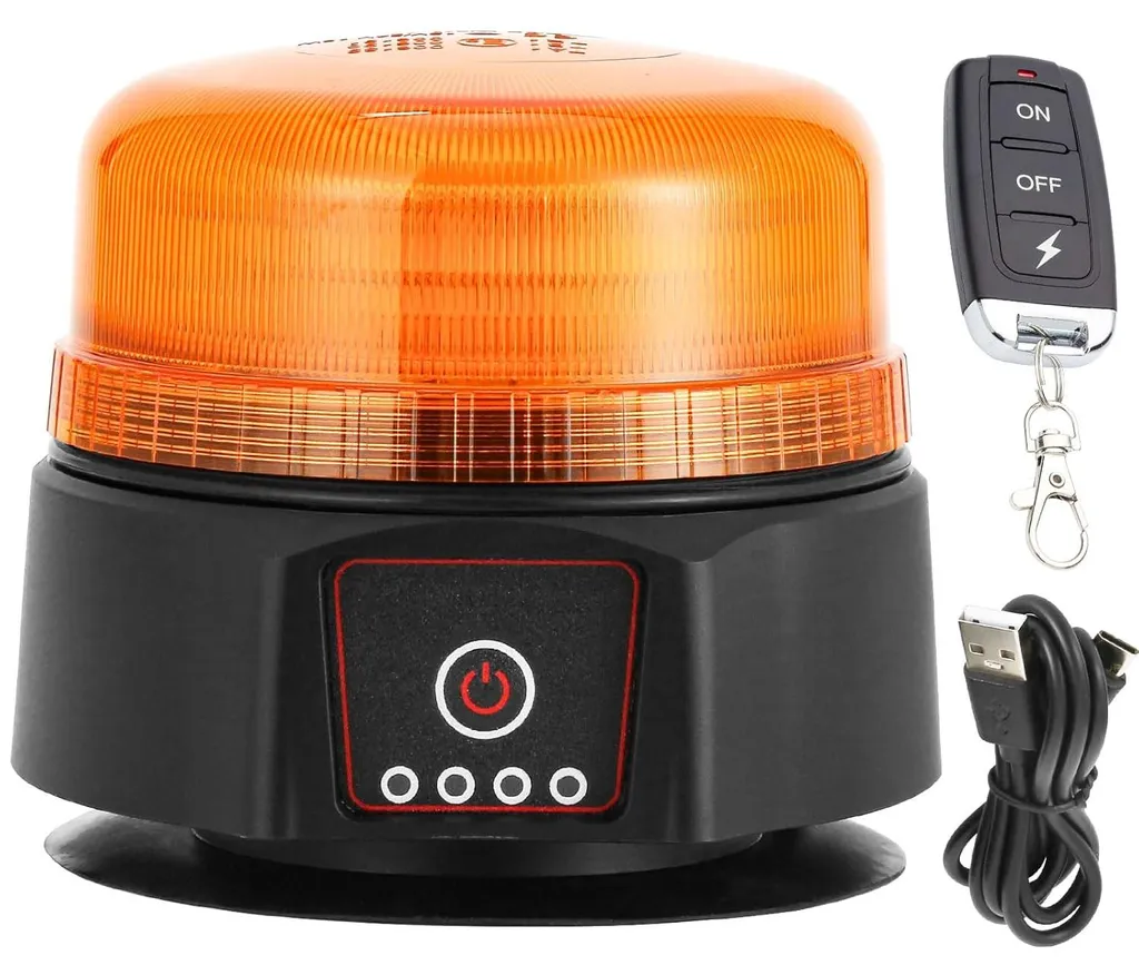 Lampe d'avertissement LED ambre sans fil avec télécommande 3 modes