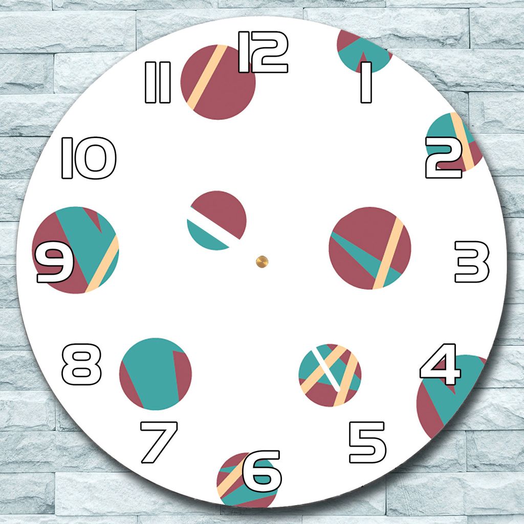 Wanduhr aus Glas Rund fi 30 Geometrischer Kreis Quarz Deko Schlafzimmer Büro