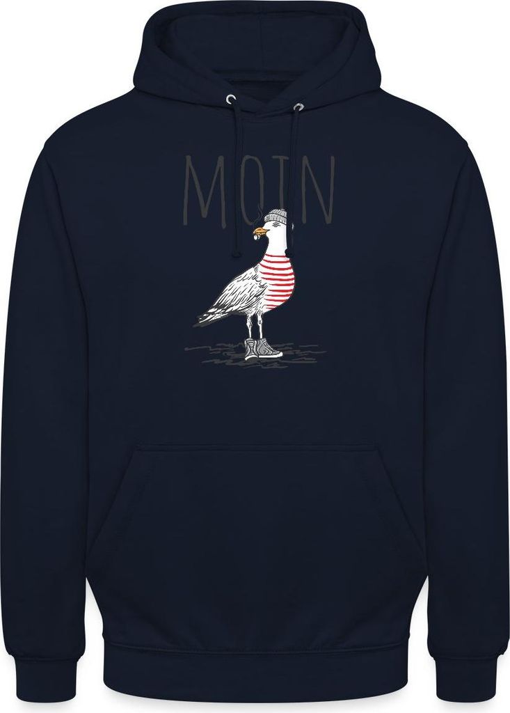 Spreadshirt Moin Möwe Norddeutschland Seemann Uni Hoodie, S, Navy