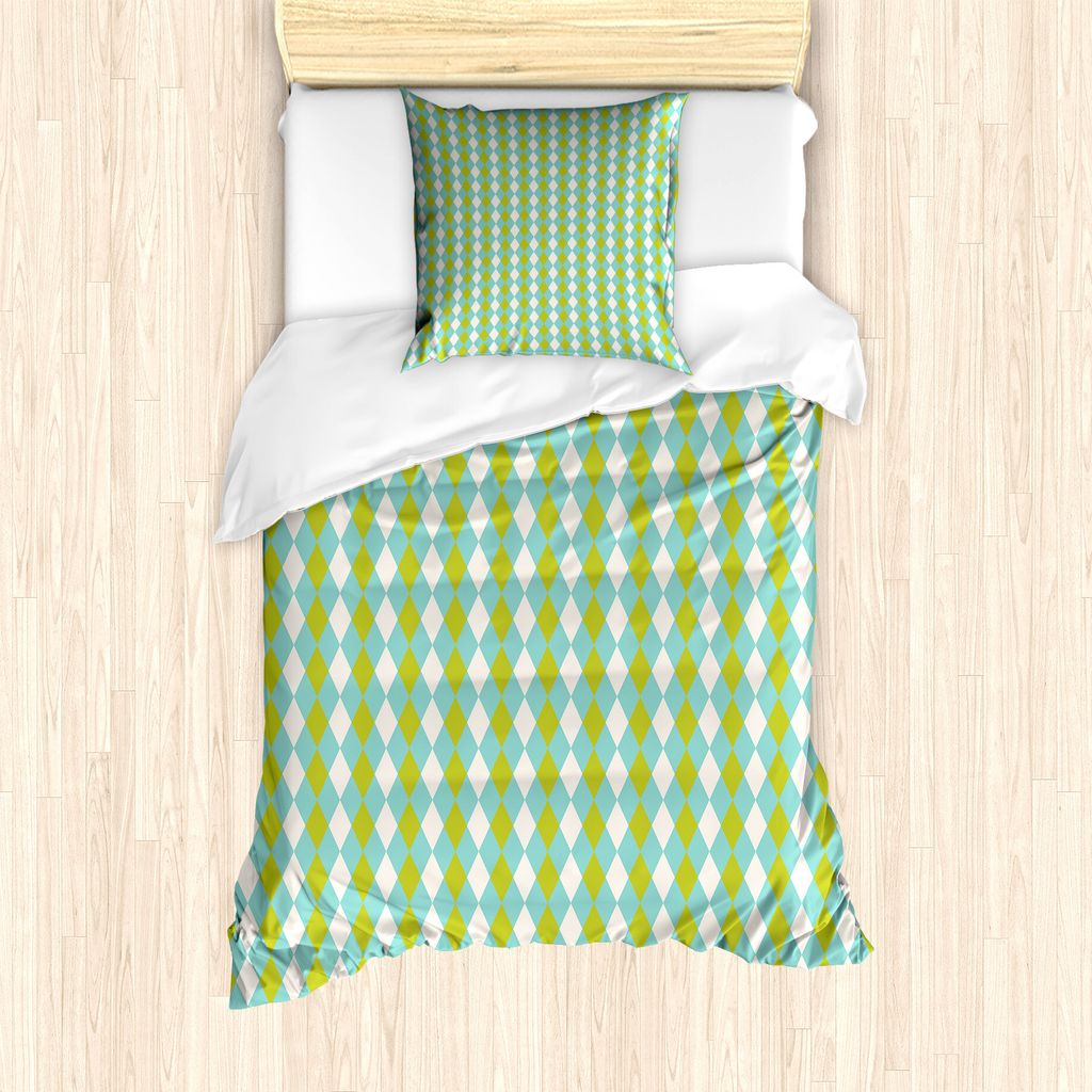 ABAKUHAUS geometrische Rhombus Bettbezug Set für Einzelbetten, Argyle Konzept, Milbensicher Allergiker geeignet mit Kissenbezug, 135 cm x 200 cm -...