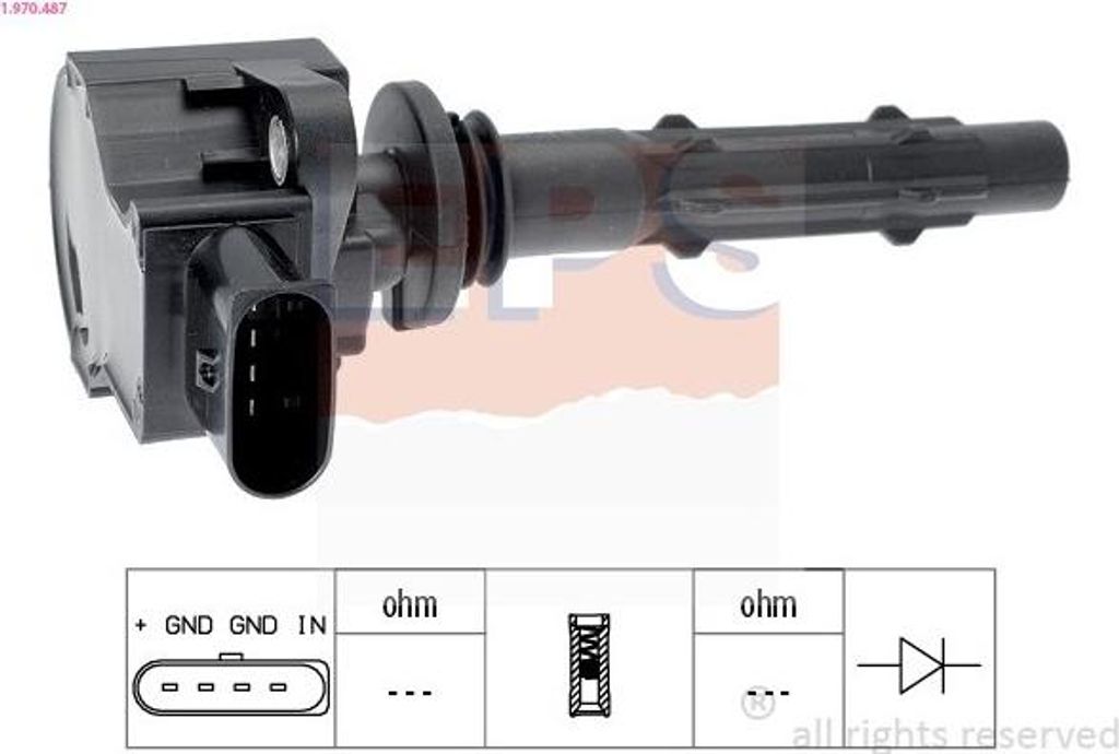 EPS 1.970.487 Zündspule passend für MERCEDES-BENZ C-Klasse Limousine (W204) E-Klasse Limousine (W211) C-Klasse T-modell (S204) C-Klasse Limousine