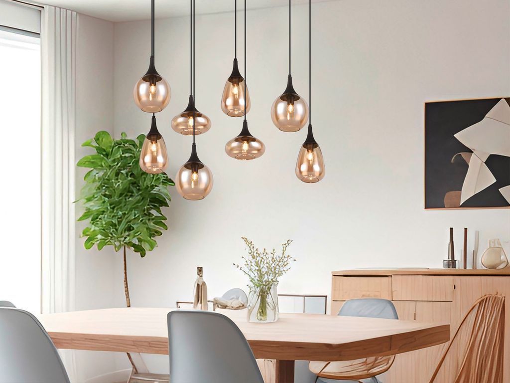 8-flammige Balkenpendelleuchte Breite 121cm