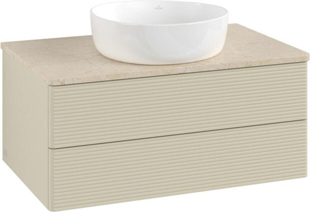 V&B Waschtischunterschrank mit Frontstruktur Antao 80x36x50cm, WBP botti., si Gr m Lac