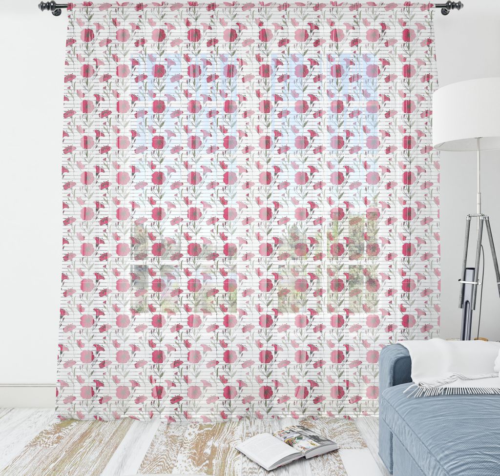 ABAKUHAUS Blumen Wandteppich, Klare Töne Mohn Blumen Schmetterlinge gestreiften Hintergrund, Wohnzimmer Schlafzimmer seidiges Satin Wandtuch, 160 ...
