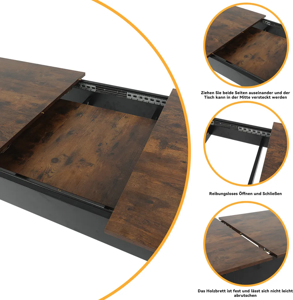 Table pliante gain de place 150 cm plateau MDF renforcé noir brun - 6