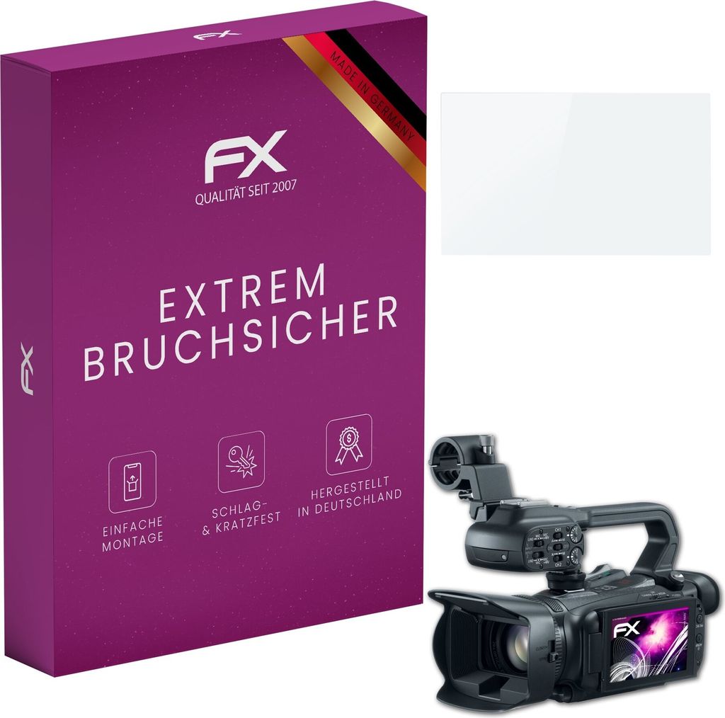 atFoliX FX-Hybrid-Glass Displayfolie kompatibel mit Canon XA20 Glasfolie
