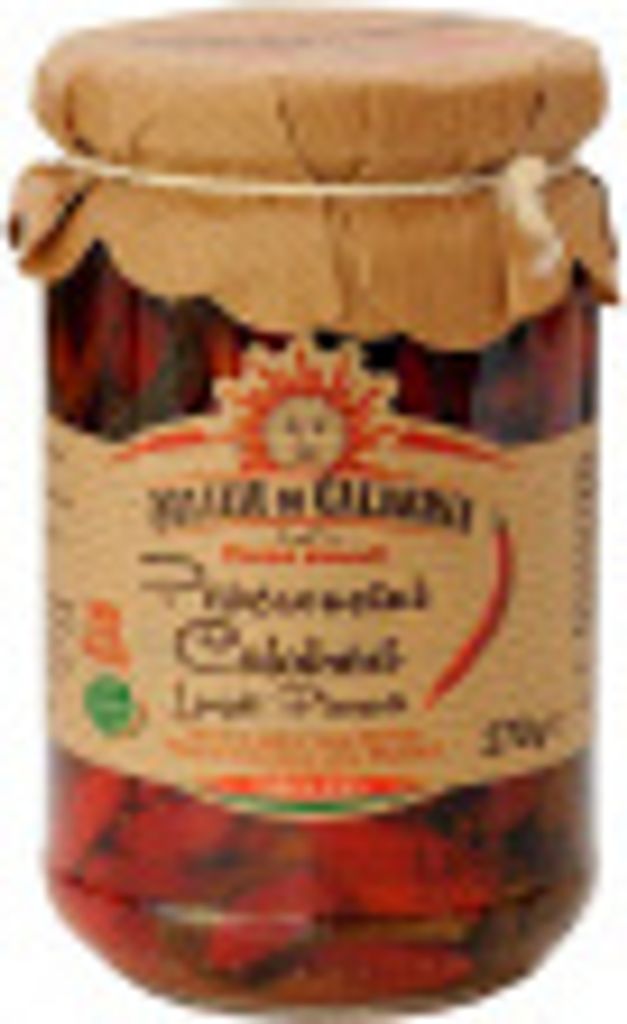 Delizie di Calabria Peperoncini Calabresi 270g - Scharfe Chili Schoten in Öl - Ganze Peperoni aus Kalabrien - Italienische Feinkost - Vegan