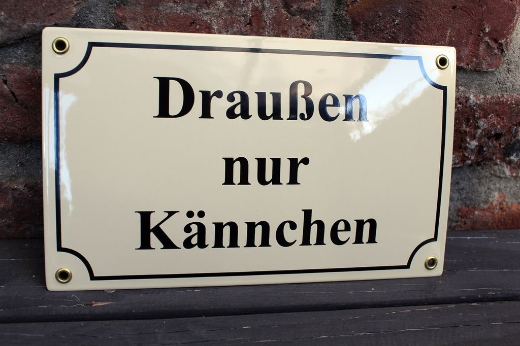 Emaille Schild Draussen nur Kännchen Produktbild 