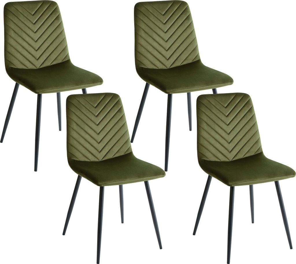 BELIANI Esszimmerstühle 4er Set Olivgrün aus Samtstoff mit Schwarzen Beinen Elegant Moderner Stil für Esszimmer