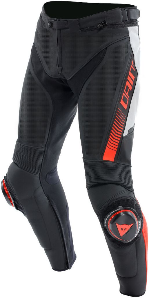 Dainese Super Speed perforierte Motorrad Lederhose, schwarz/weiß/rot, 52