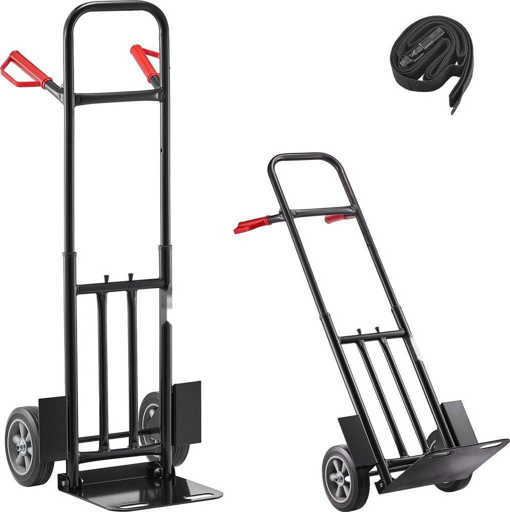 Sackkarre - Transportkarre/Stapelkarre - Tragkraft 272 kg - Maße 48x46x120 cm - Mit Zurrgurt - Für Haus, Büro, Lager, Supermarkt