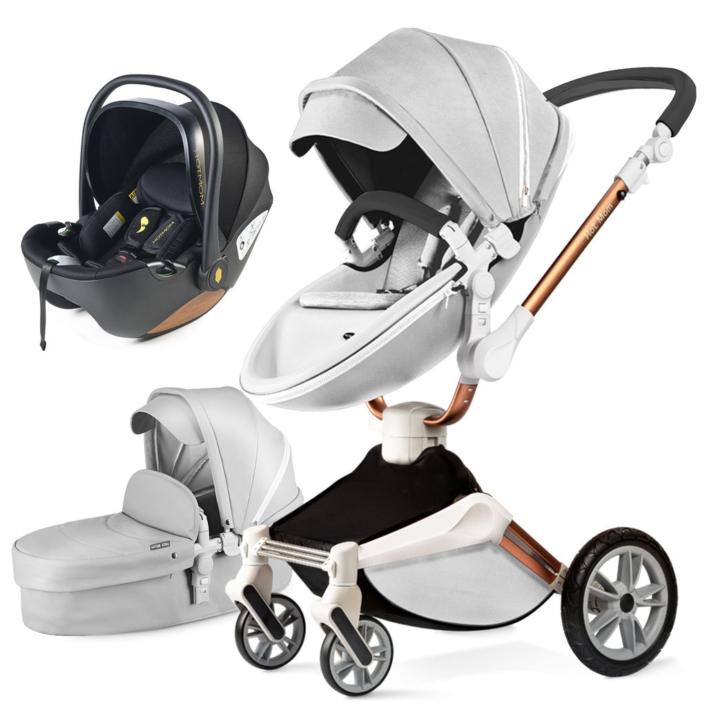 Hot Mom 360 Drehbar Kinderwagen Kombikinderwagen in Grau Produktbild 