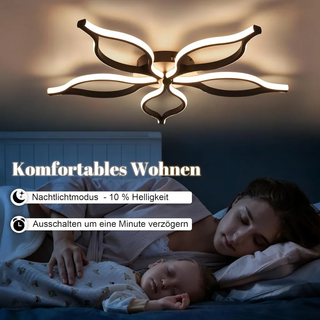 Plafonnier LED 80 cm Noir Variable 3000-6500K avec Télécommande 75W