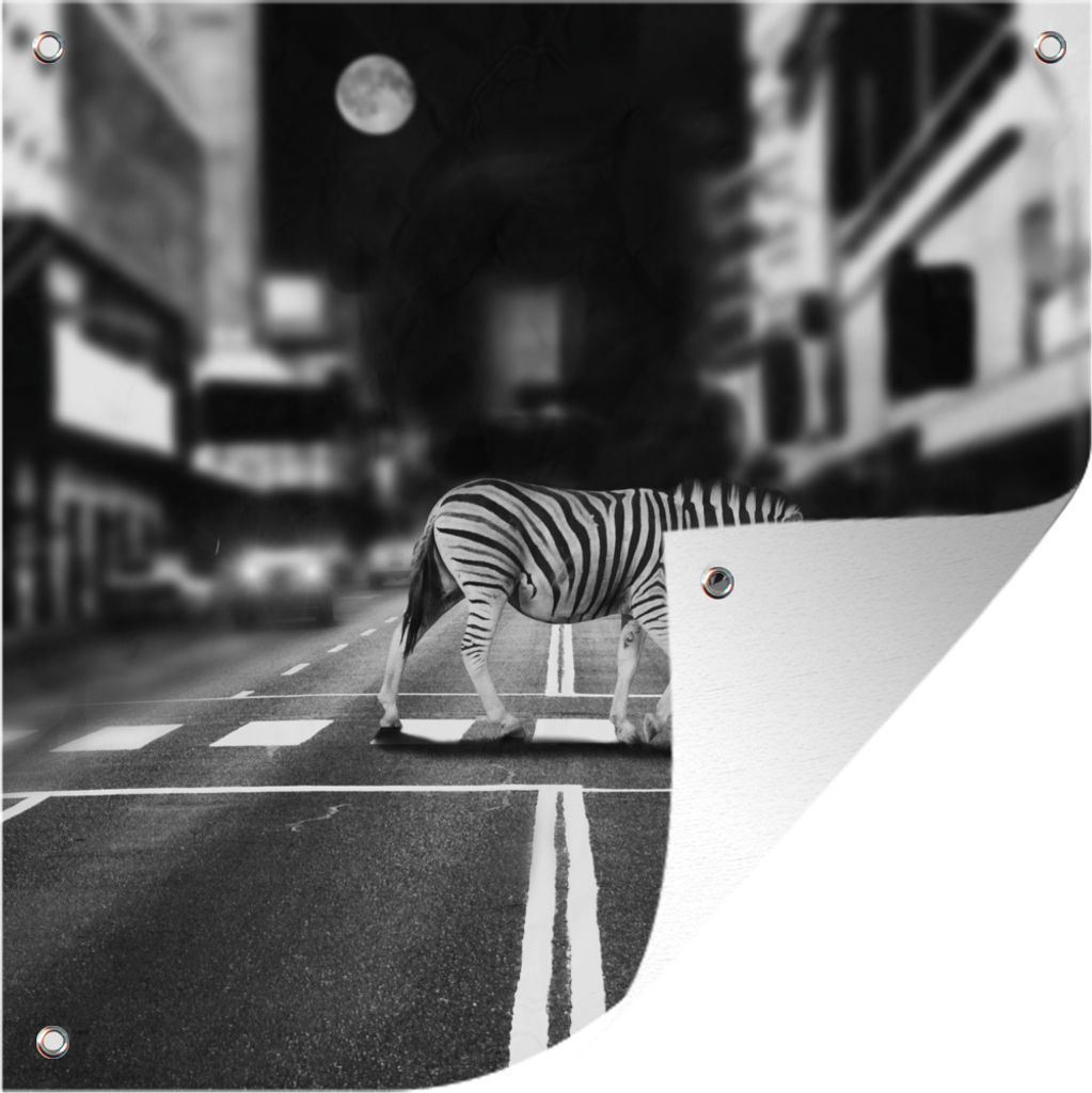 MuchoWow 100x100 cm Outdoor-Poster Gartendeko Sichtschutz Garten Poster für den Garten Zebrastreifen