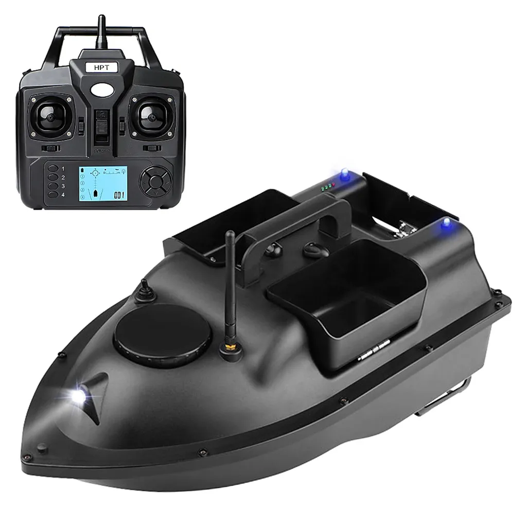 Bateau d'alimentation de pêche télécommandé avec bac de grande capacité