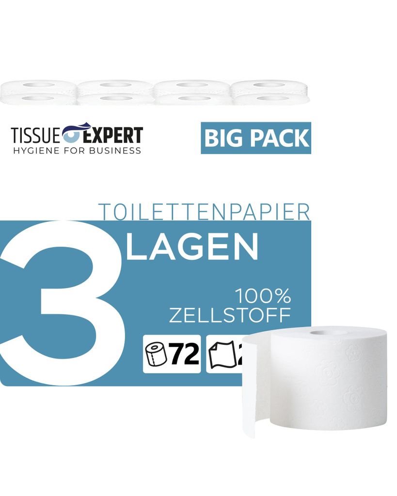 Tissue Expert Toilettenpapier, 3-lagig, 72 Rollen x 250 Produktbild 
