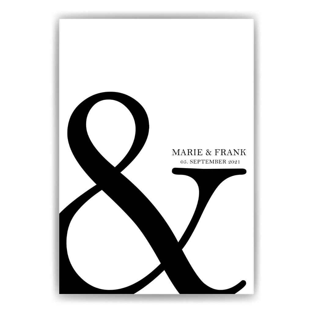 Personalisiertes Poster für Paare Namen Datum Jahrestag Hochzeit Geschenk Valentinstag – DIN A4 (21x29.7cm)