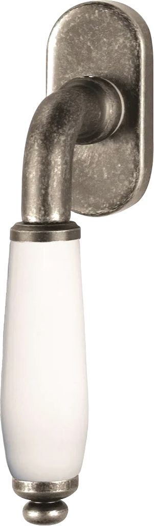 Massiv Messing Fenstergriff Rasterolive Modell Firenze Antik Grau Griff Weiss
