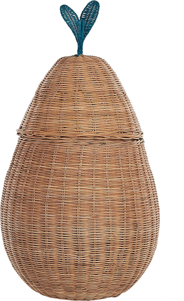 Panier de rangement jouets en rotin naturel tissé poire pour enfants