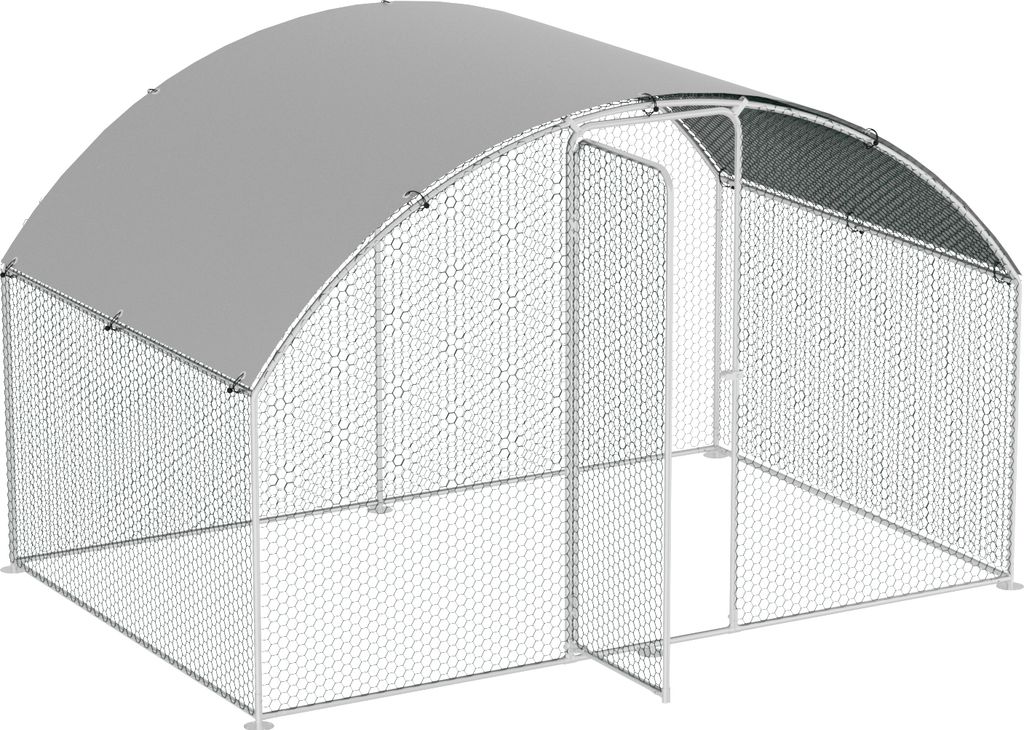 TolleTour 3x2x2m Hühnerstall Kuppeldach Tiergehege Freilaufgehege Tierlaufstall mit PE-Schattendach, Verzinkter Stahlrahmen, Außenzaun Verwendet ...