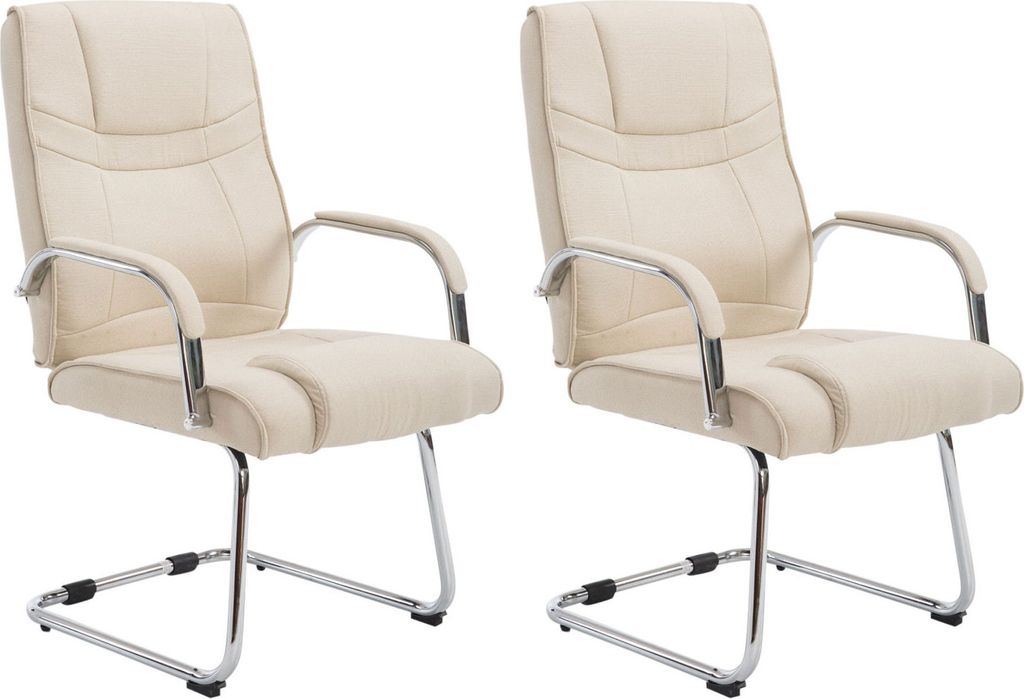 CLP 2er Set Freischwinger Attila Stoff mit Metallgestell Farbe:creme