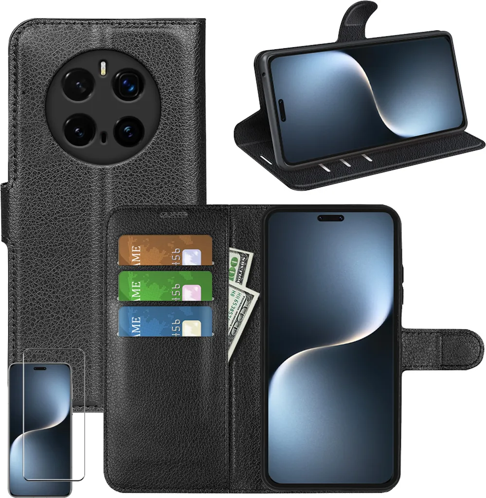 Custodia Honor Magic 7 Pro Pelle Nera + Vetro Temperato 4D H9