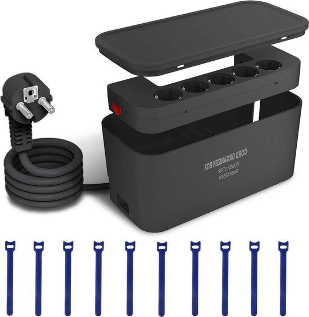 Bloc multiprise design avec organisateur de fils et 3 chargeurs USB