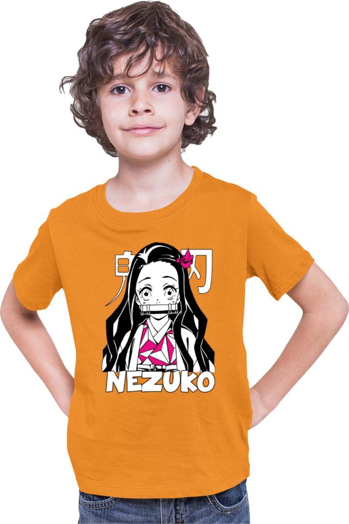 Kinder T-Shirt Demon Anime Slayer Kimetsu No Yaiba Nezuko Kamado 008, 7-8 Jahr - 128 / Orange