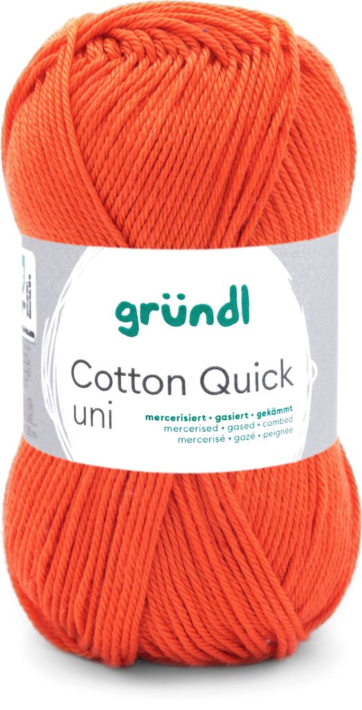 Gründl Baumwolle quick uni,50g.100%Baumwolle,mercerisiert,Häkel- u. Strickgarn,50g / 125 m,NS 3-4 153 signalrot