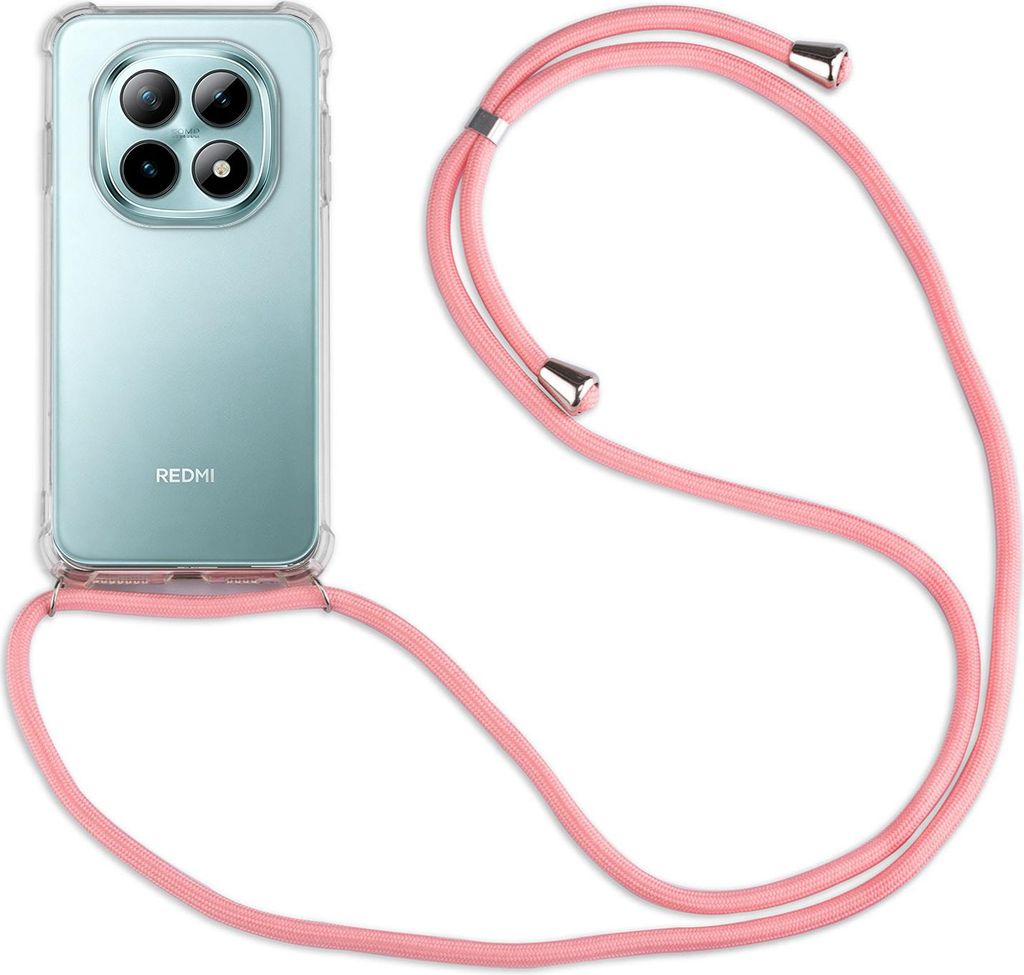 Handykette für Xiaomi Redmi Note 15 4G / 5G Hülle mit Band Case Handyhülle mit Kette in Rosa