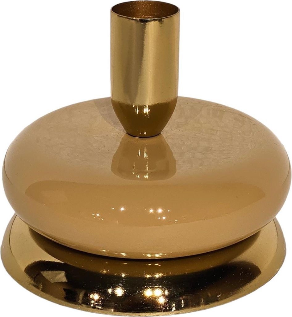 Mansion Atmosphäre Kerzenständer goldbeige Emaille 10x10x8,5cm