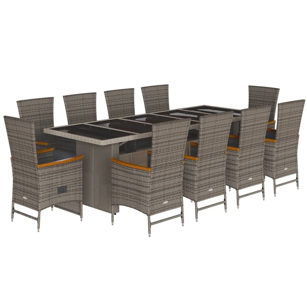 (Robust Möbel) 11-tlg. Garten-Essgruppe - elegantes Design - Sitzgruppe/Gartenmöbel-Set - mit Kissen Grau Poly Rattan - Terassenmöbel DEMöb...