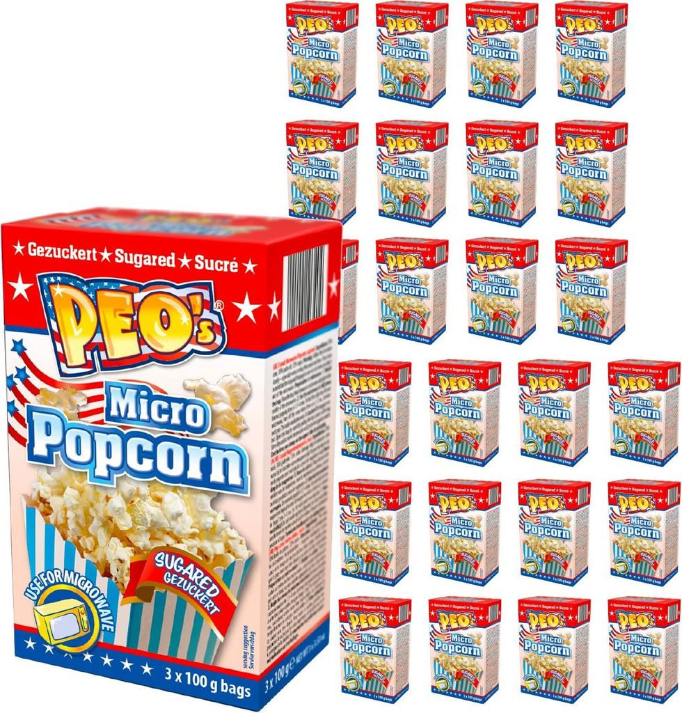 Peo's Popcorn Mikrowelle - Gezuckert - 72er Vorteilspack, Produktbild 