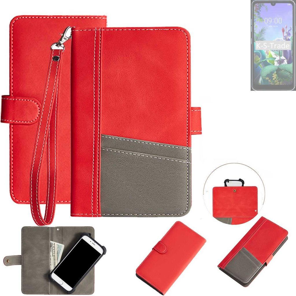 K-S-Trade Handy Schutzhülle für LG Electronics Q60 Hülle Portemonnee Brieftasche Klapphülle Kartenfächer Flip Wallet Case Etui