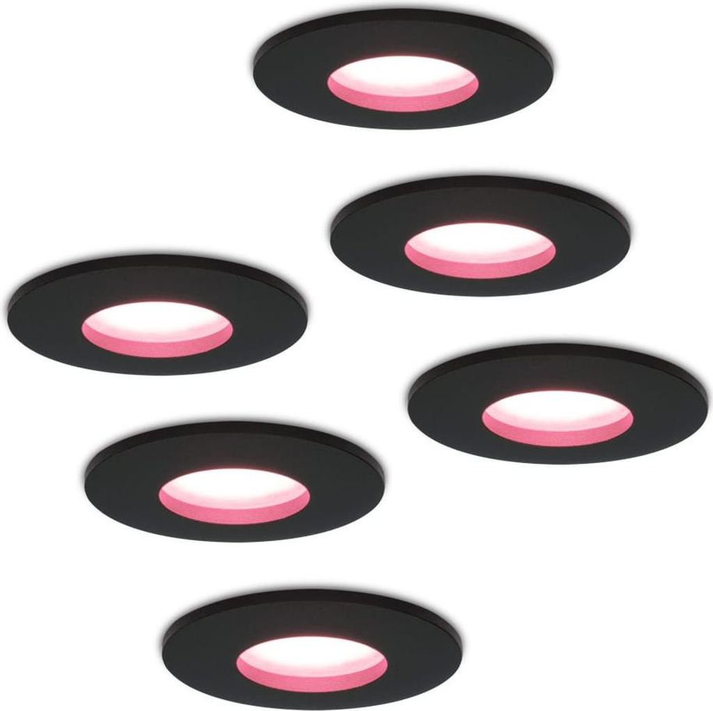 hoftronicsmart LED Einbaustrahler 5,5W RGBWW GU10 Schwarz IP44 6er Set