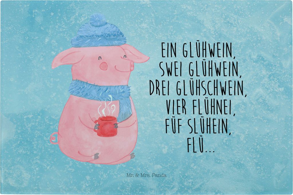 Mr. & Mrs. Panda schneidbrett Schweinchen Glühwein - Eisblau - Geschenk, Betrunken, Küchenbrett, Weihnachten, Hackbrett, Weihnachtsmarkt, Spruch,...