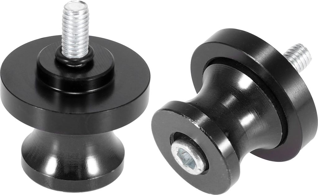 2 Stück Motorrad Schwinge Spulenständer Ersatz 6mm M6x1 Schwarz Aluminium
