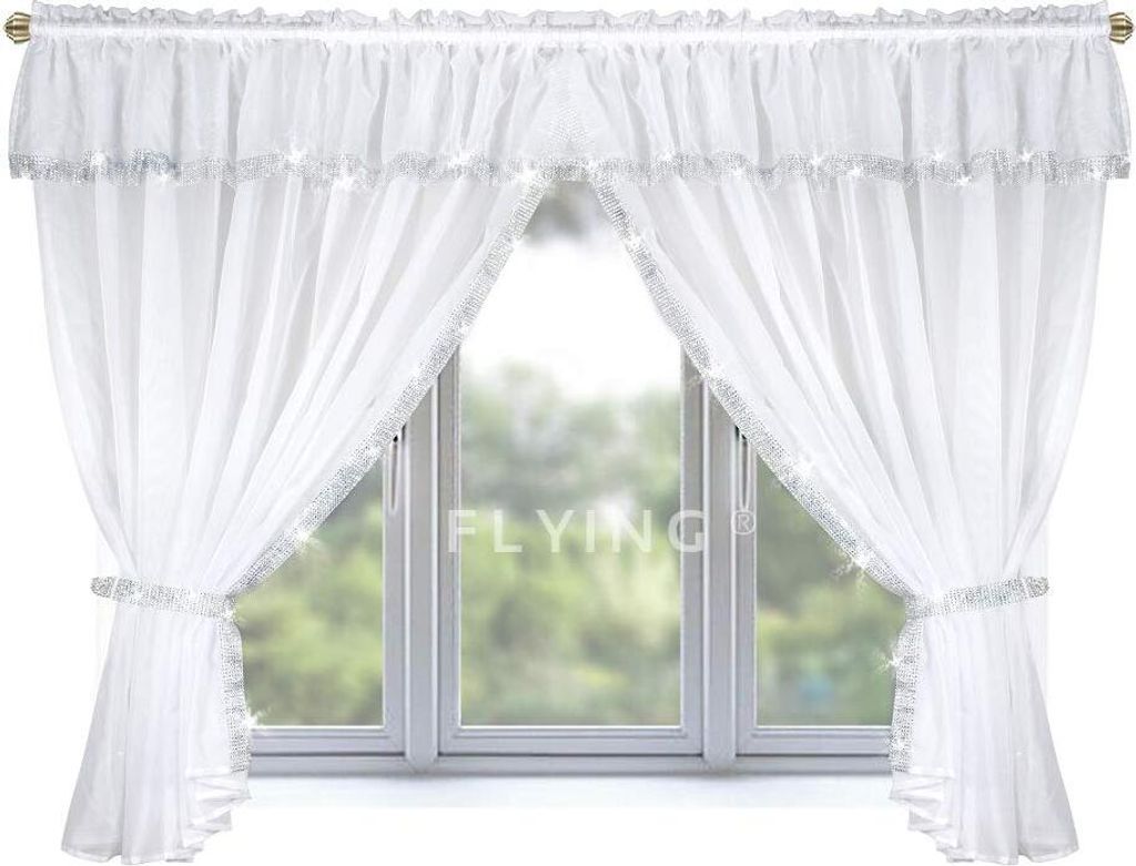 Fertig-Gardine aus Voile Modern Wohnzimmer Küche-Gardine LB-237, 150x400 cm