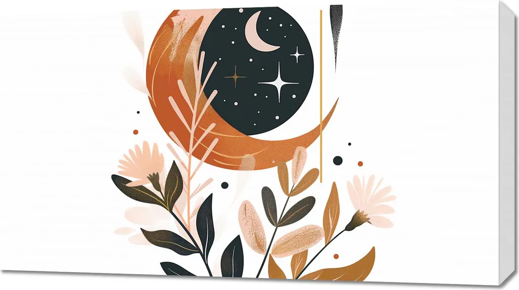 Toile Murale Force et Lune 90x50 cm - Déco de Salon Design Moderne