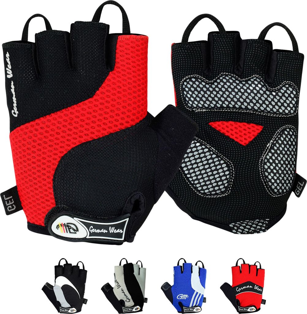 Fahrrad Radleder Handschuhe Fahrradhandschuhe , Größe:L, Design-2:ME-7001 Rot