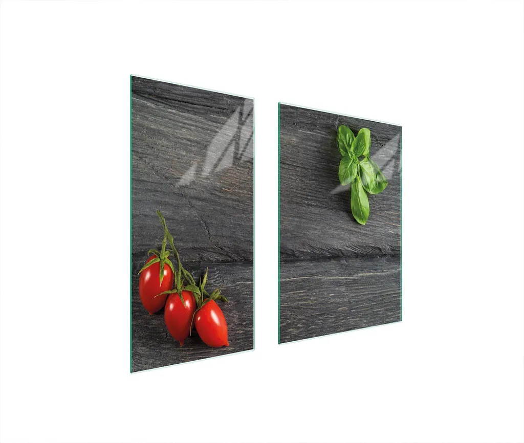 Piastre Copriforno Vetro Temperato 75x52 Set 2pz Tagliere Cucina Legno