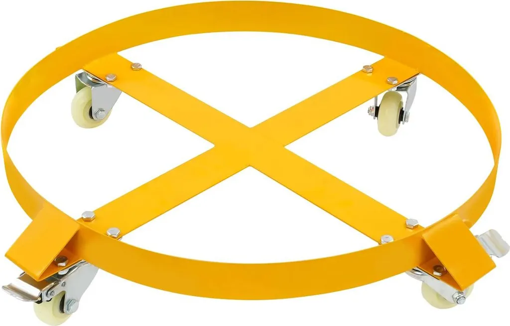 Chariot pour fûts d'huile Ø 61 cm - Roule-fût charge lourde 120 kg Jaune