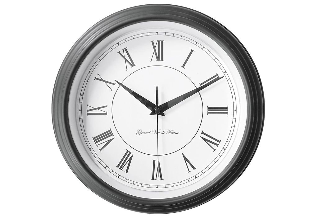 MEBUS Quarz Wanduhr römische Ziffern Ø25cm schwarz