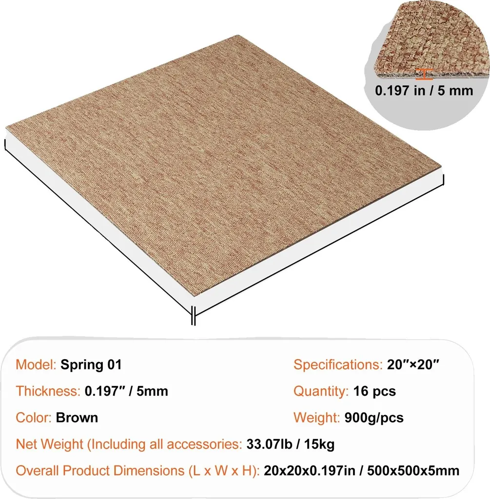 Dalles de moquette 50x50 cm Brun foncé, lot de 16 dalles de sol design