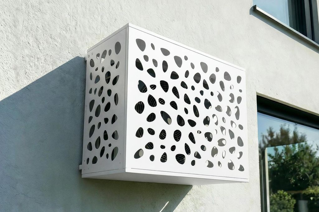 Klimaanlagen- & Wärmepumpen-Abdeckung ANETO SUNNY Aluminium Weiß mit Unterseite - Größe M