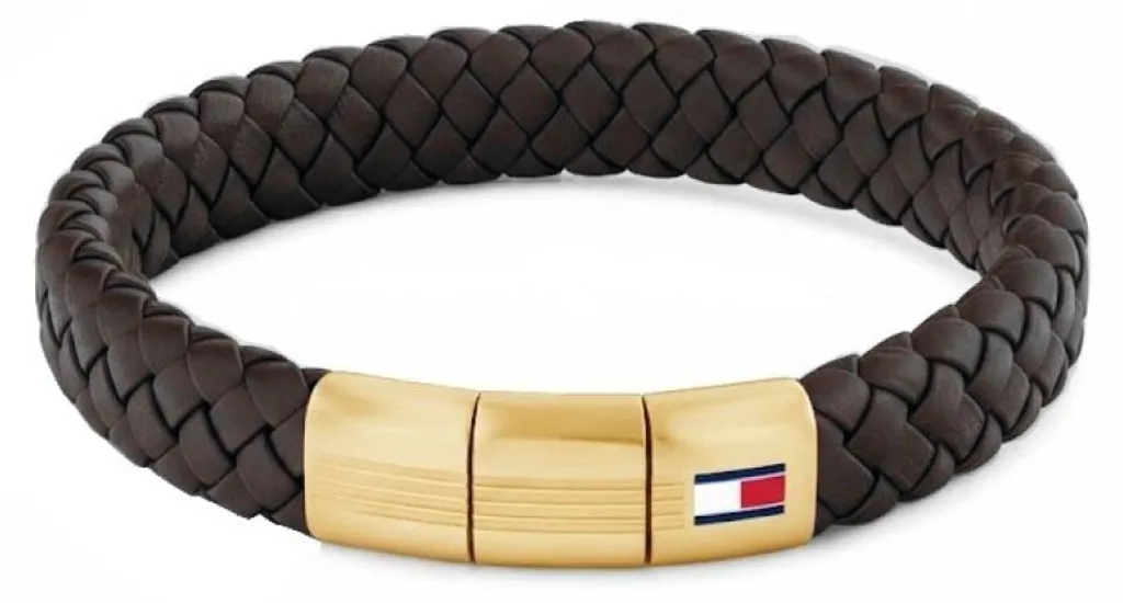 Bracelet cuir marron et fermoir plaqué or 2790671 - Bijou élégant homme