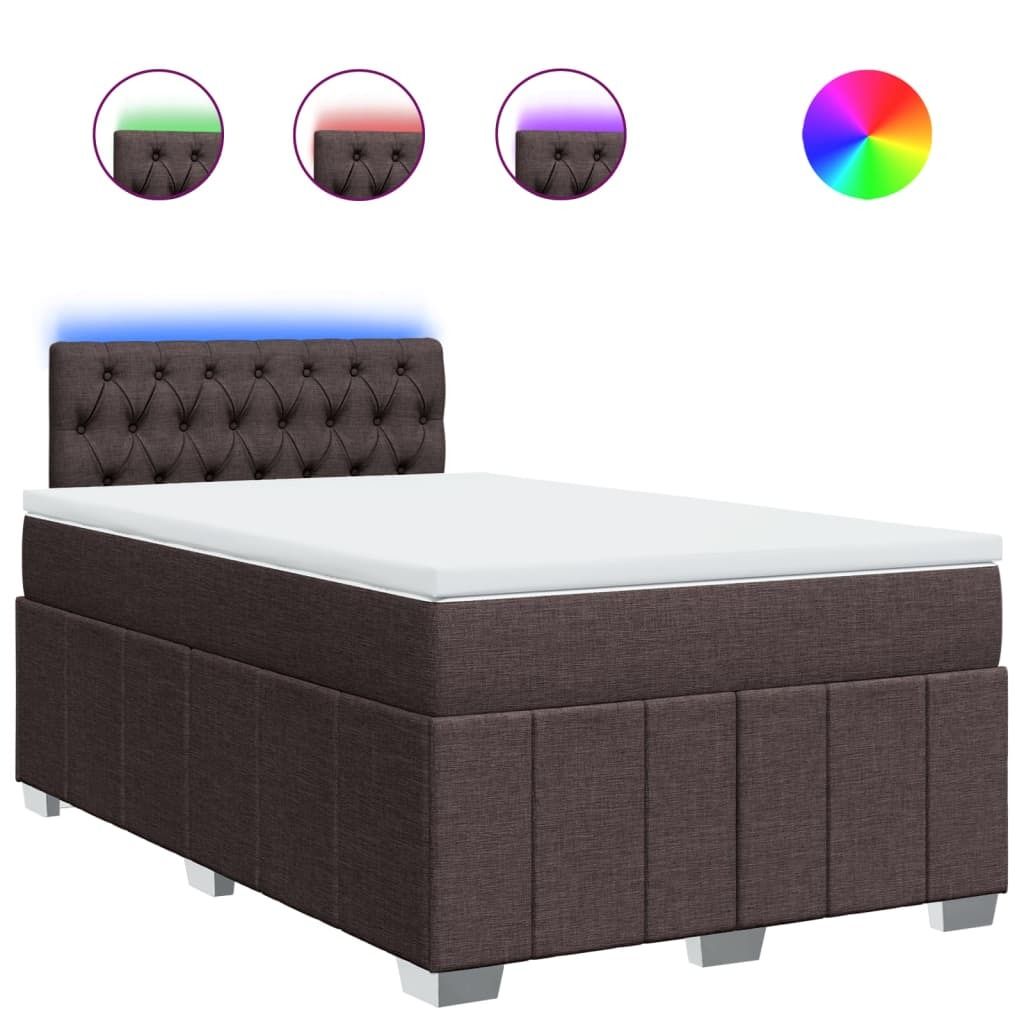 vidaXL Boxspringbett mit Matratze Dunkelbraun 120x200 cm Stoff