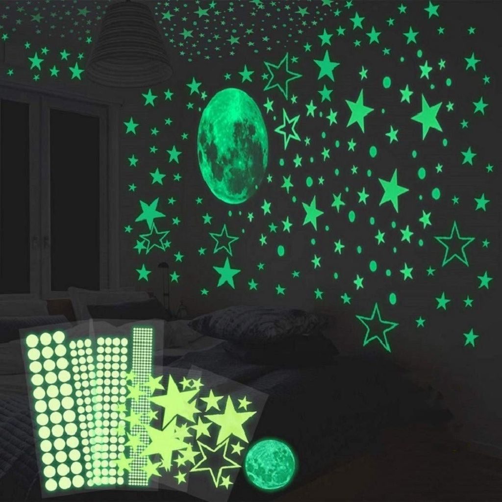 100 LEUCHTSTERNE WEIß Kinderzimmer Selbstklebend Wandtattoo Nachthimmel Sticker 