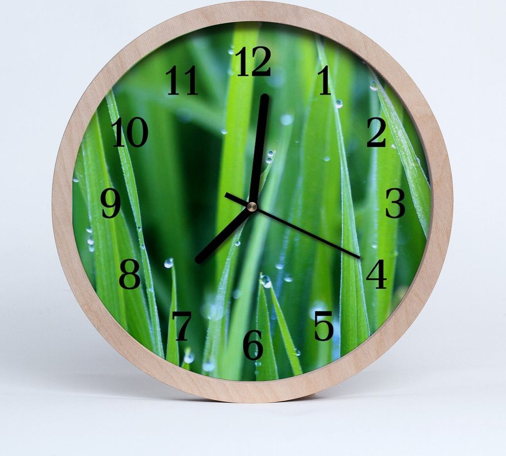 Holzuhr 20fi cm wanduhr - Tau auf dem Gras
