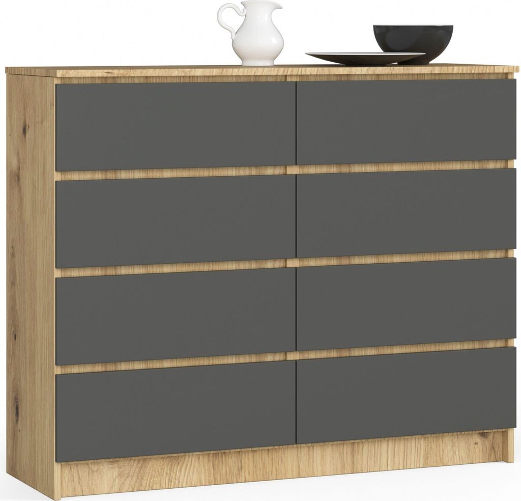 Akord Cassettiera Con Cassetti Rovere/Grigio Grafite Immagine del prodotto 